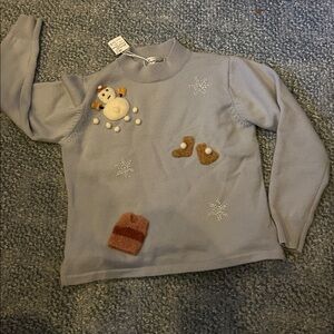 Cozy Light Gray Women's Sweater with Snowman Design
